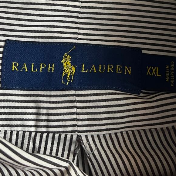 Ralph Lauren Men’s Shirt Collared Button Down Point Collar Black Stripe Size XXL - Picture 9 of 11